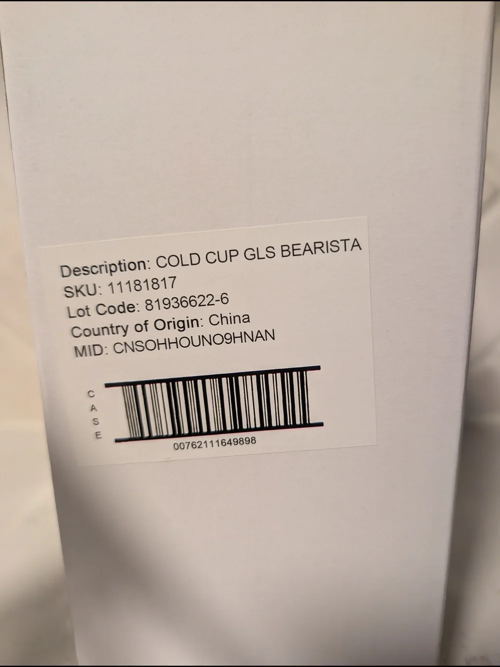 Starbucks Teddy Bear Bearista Barista Green Hat Glass Cold Cup 20oz USA Limited